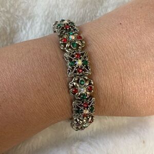 Christmas Colors Rhinestones‎ Stretch Bracelet